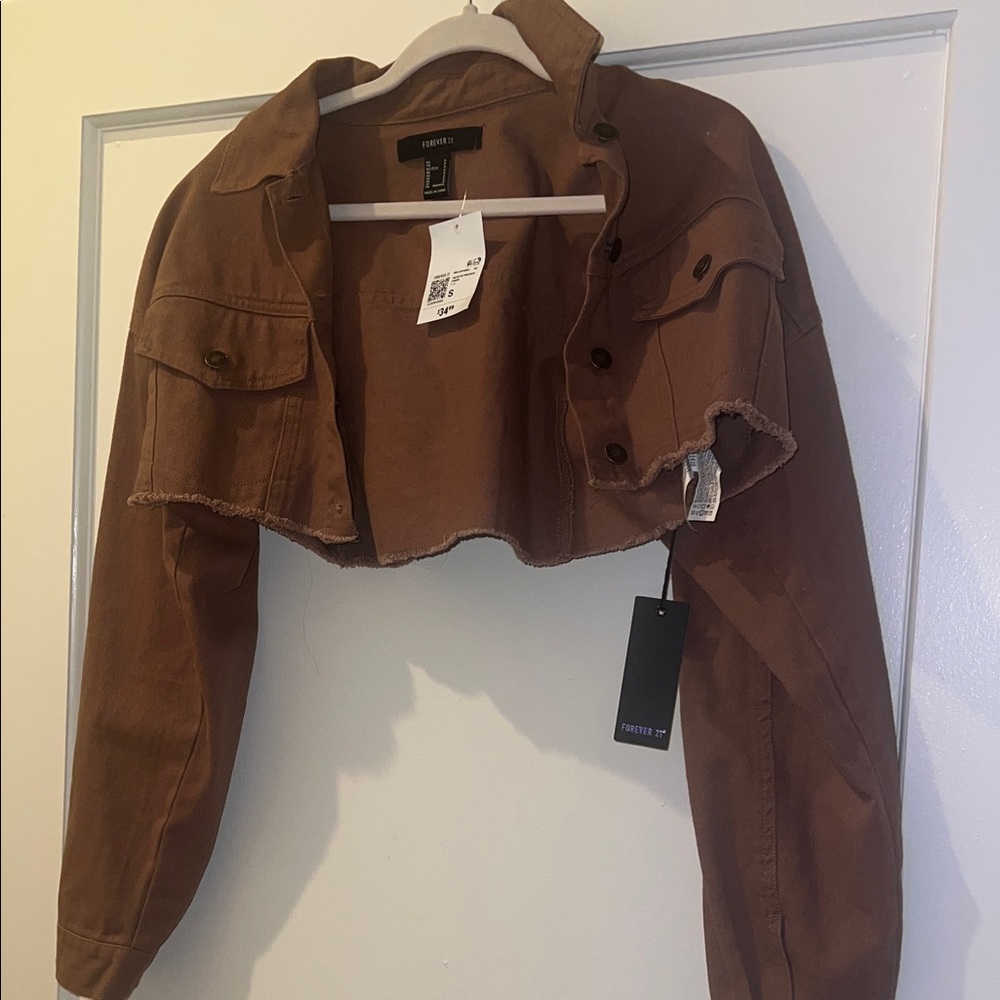 Forever 21 Cropped Rust Brown Denim Jacket